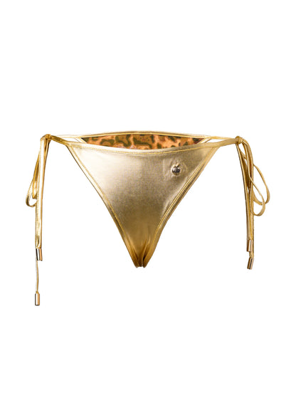Apple Bottoms - ASKL-4214 - Crystal Lamé Side Tie Bikini Bottom – Gold - Front