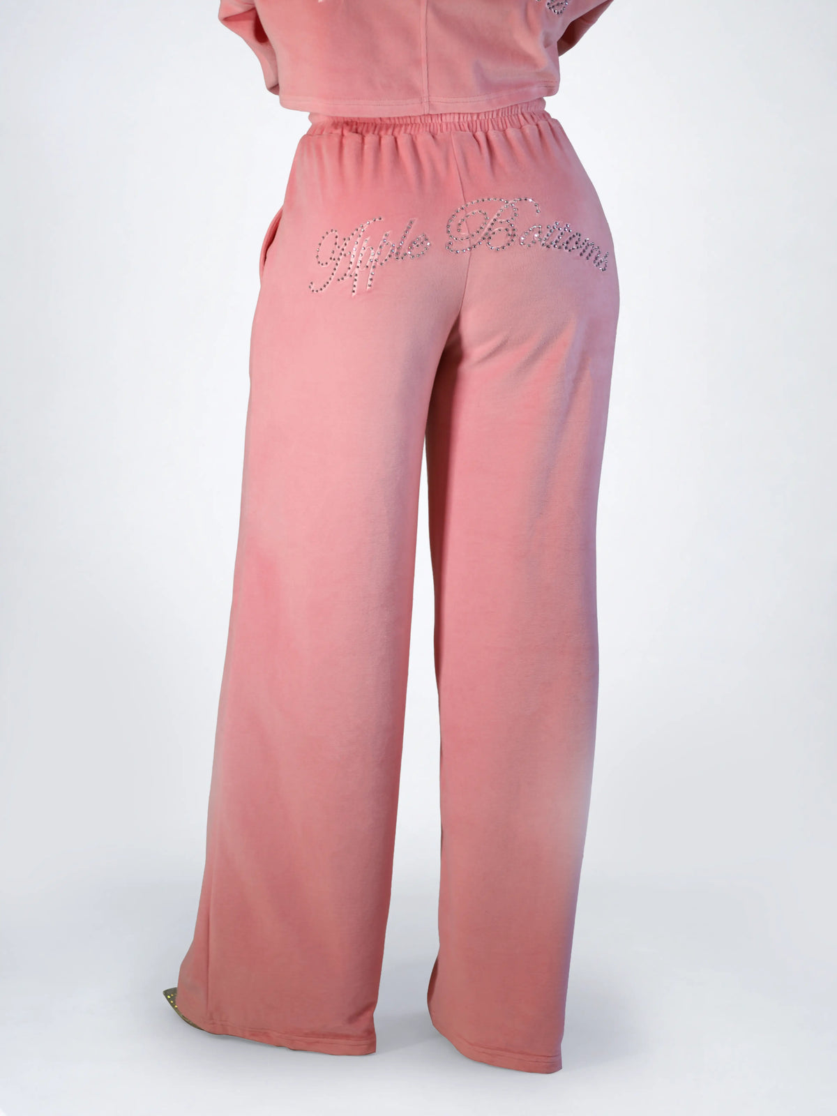 Pink | Apple Bottoms - AHK-4253 - Velour Wide Pants Pink - 5
