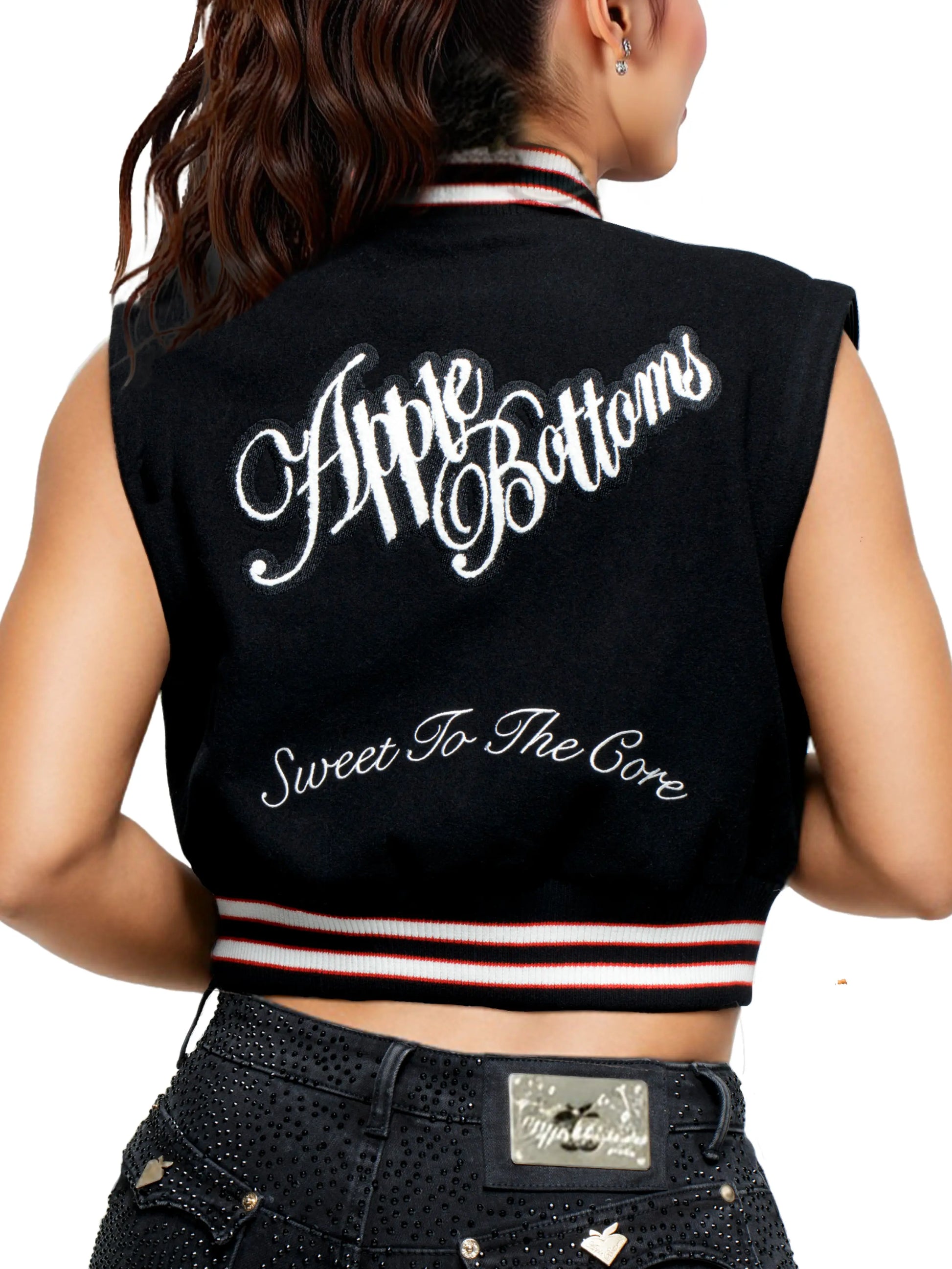 Apple Varsity Jacket / Vest – Apple Bottom Jeans Apple Varsity Jacket / Vest – Apple Bottom Jeans