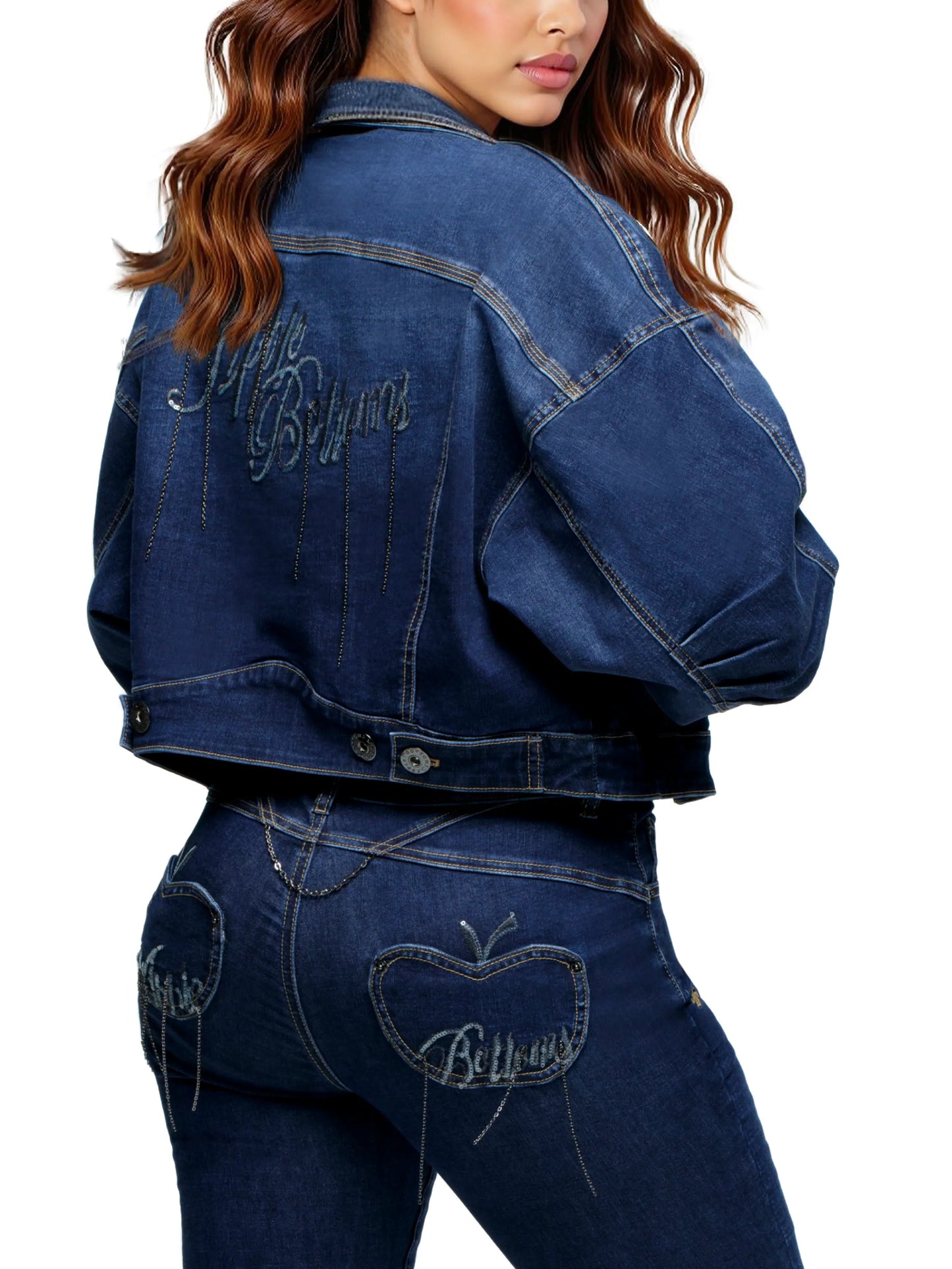 APPLE BOTTOM JEANS - AFK-4109
CHAIN LINK CROPPED JACKET DARK - 7