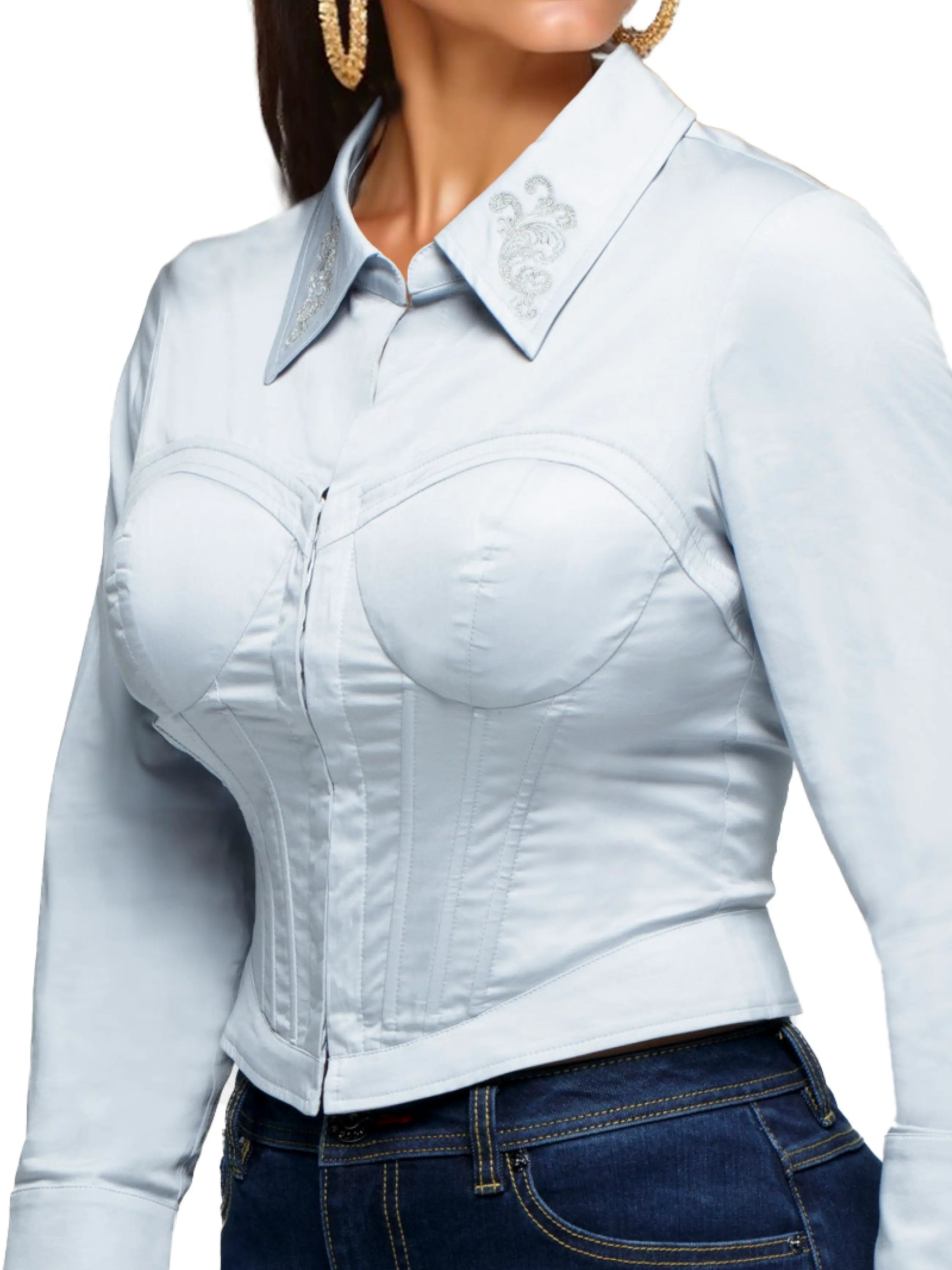 APPLE BOTTOM JEANS - AFW-4124
TRICK EM CORSET SHIRT SKY - 3