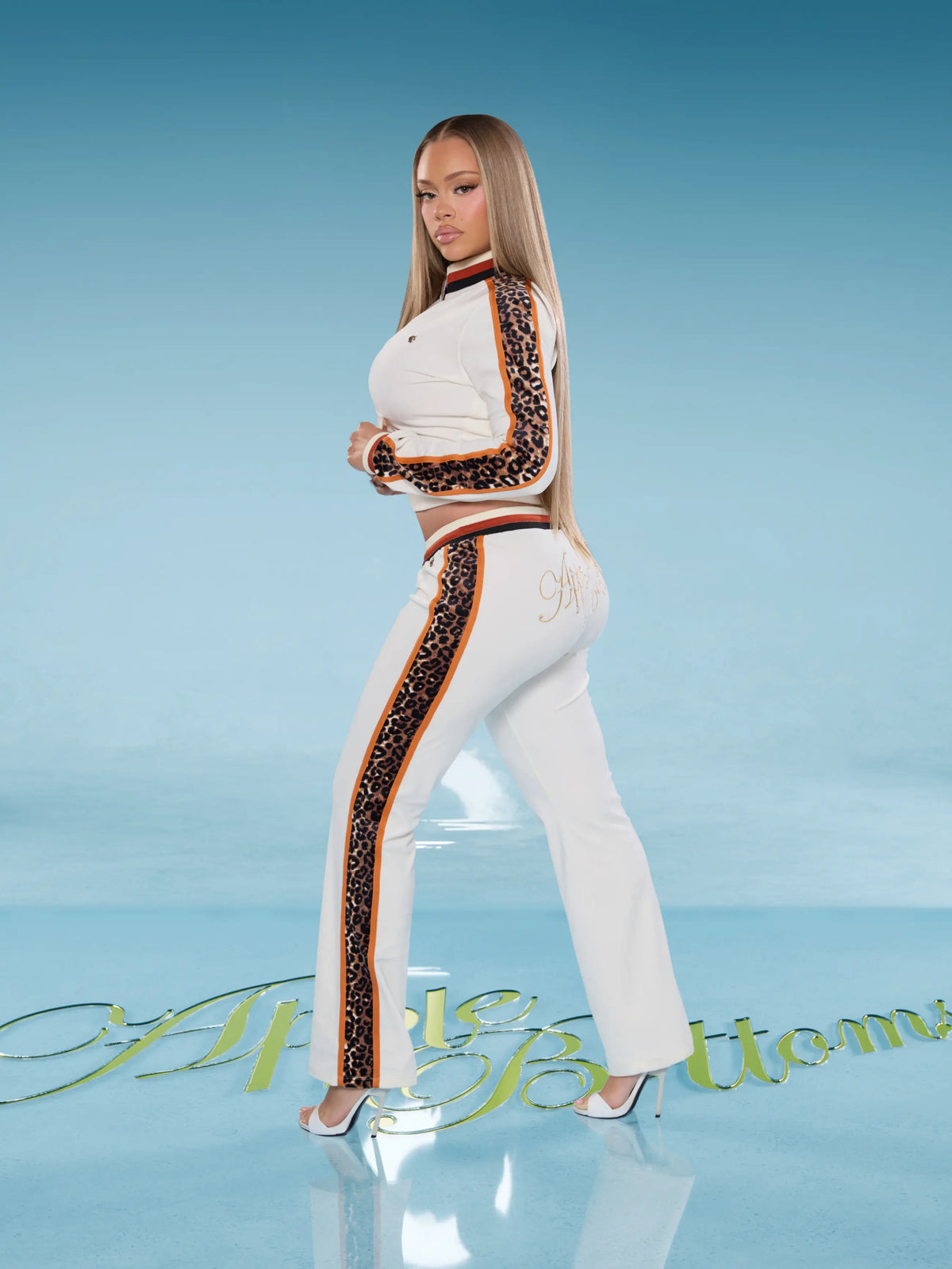 Apple Bottoms - Low Rise Velour Pant - Ivory -  2