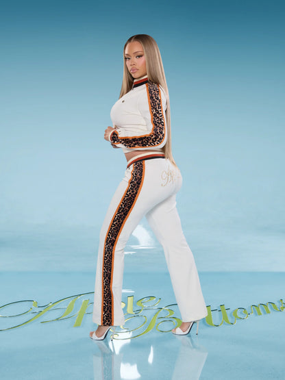 Apple Bottoms - Low Rise Velour Pant - Ivory -  2