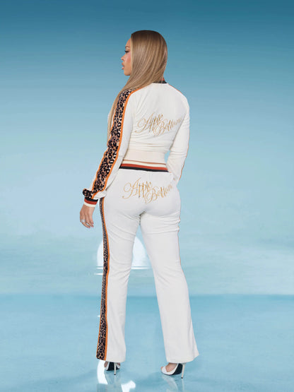 Apple Bottoms - Low Rise Velour Pant - Ivory - 1