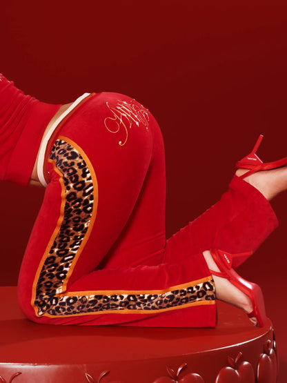 Apple Bottoms - Low Rise Velour Pant - Red - 5