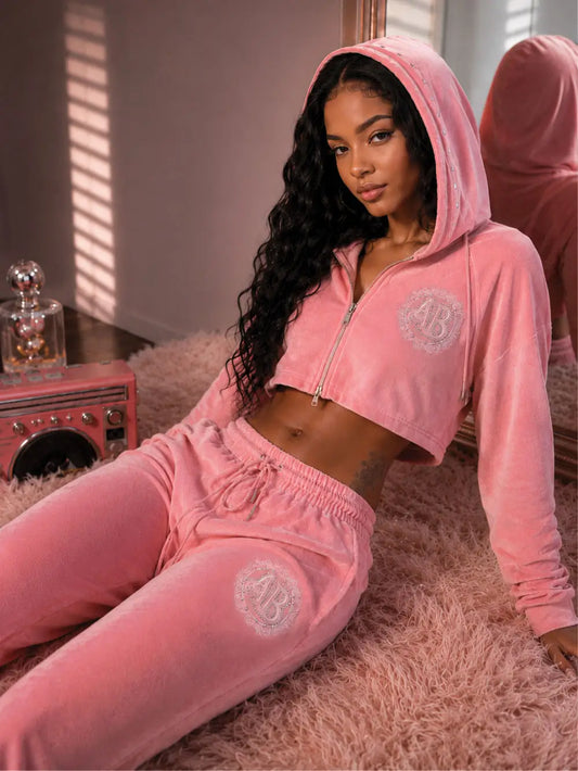 Velour Track Suit - Pink