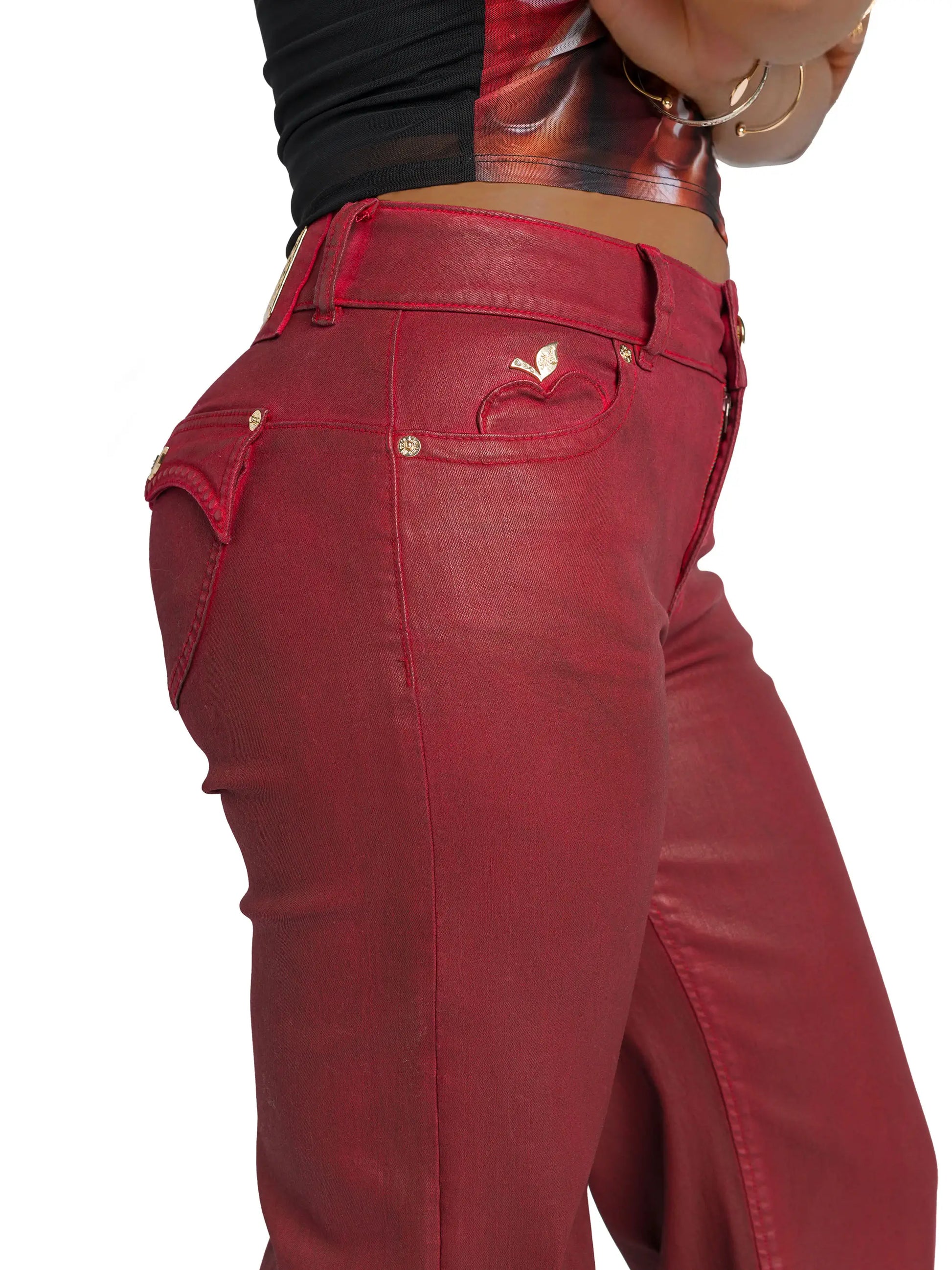 Red Wide Leg Jeans - Apple Bottoms - 6