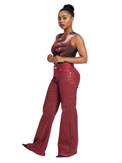 Red Wide Leg Jeans - Apple Bottoms - 5