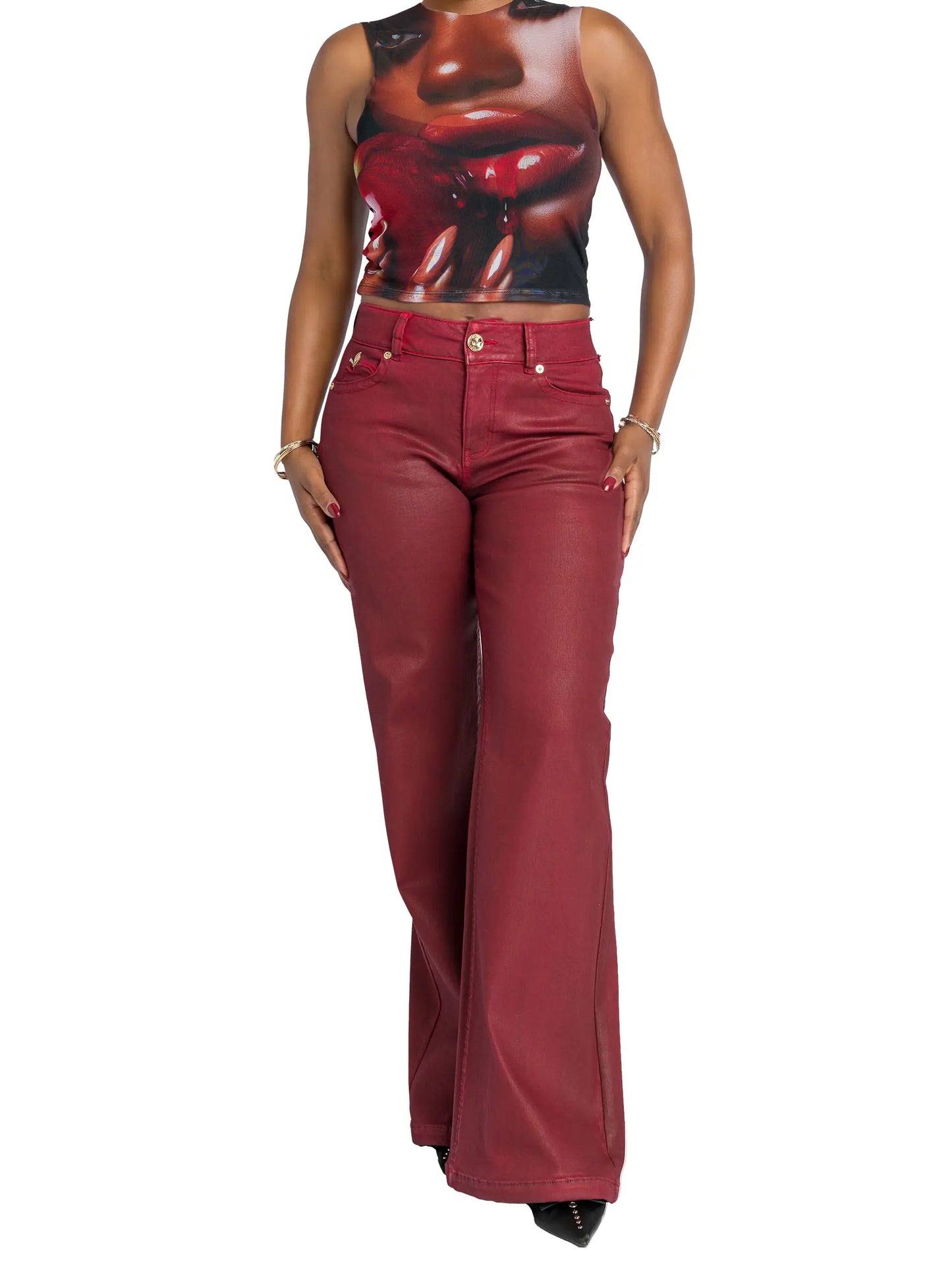 Red Wide Leg Jeans - Apple Bottoms - 7