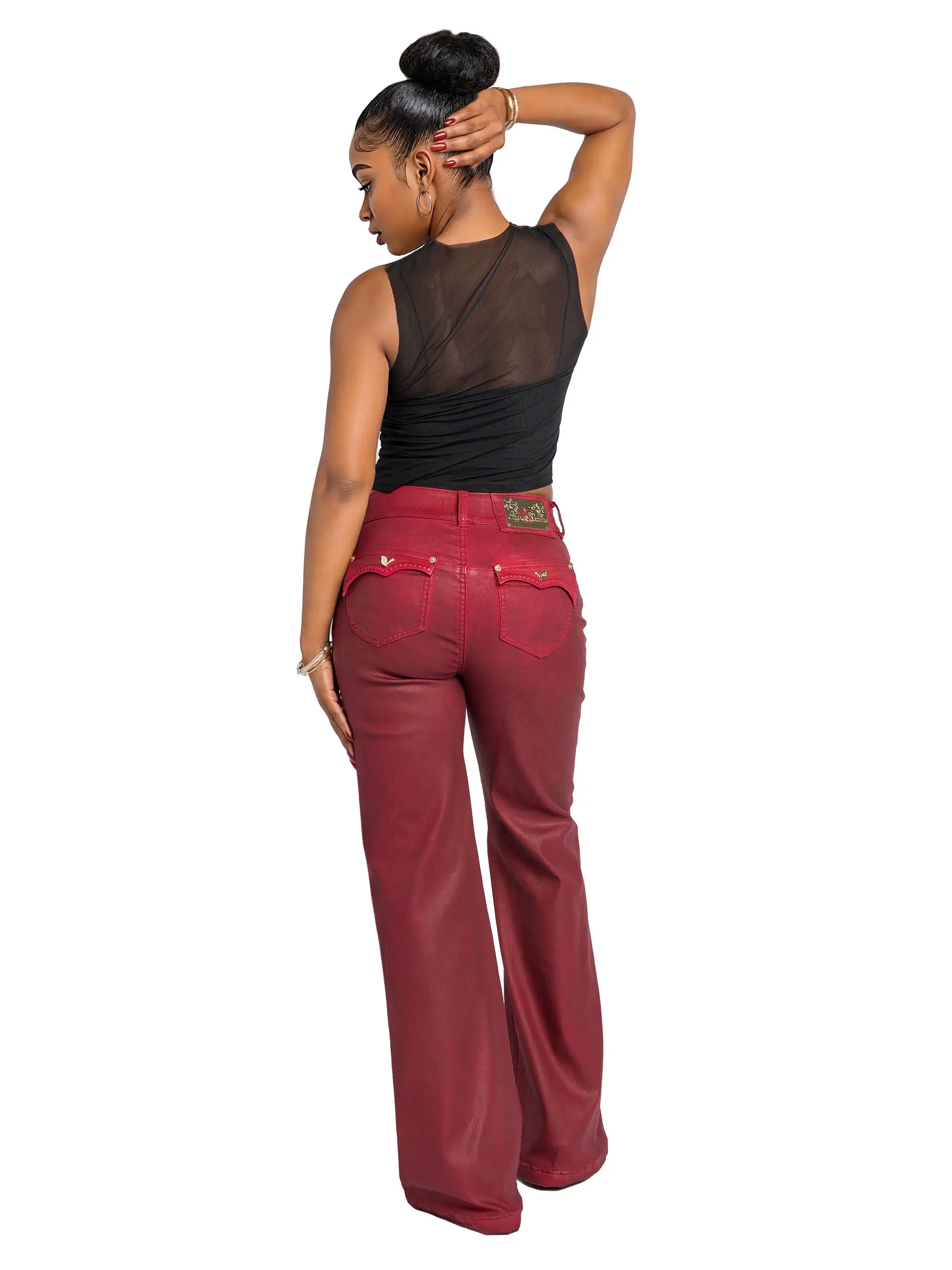 Red Wide Leg Jeans - Apple Bottoms - 4