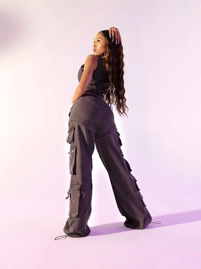 Low-Rise Twill Cargo Pant & Vest