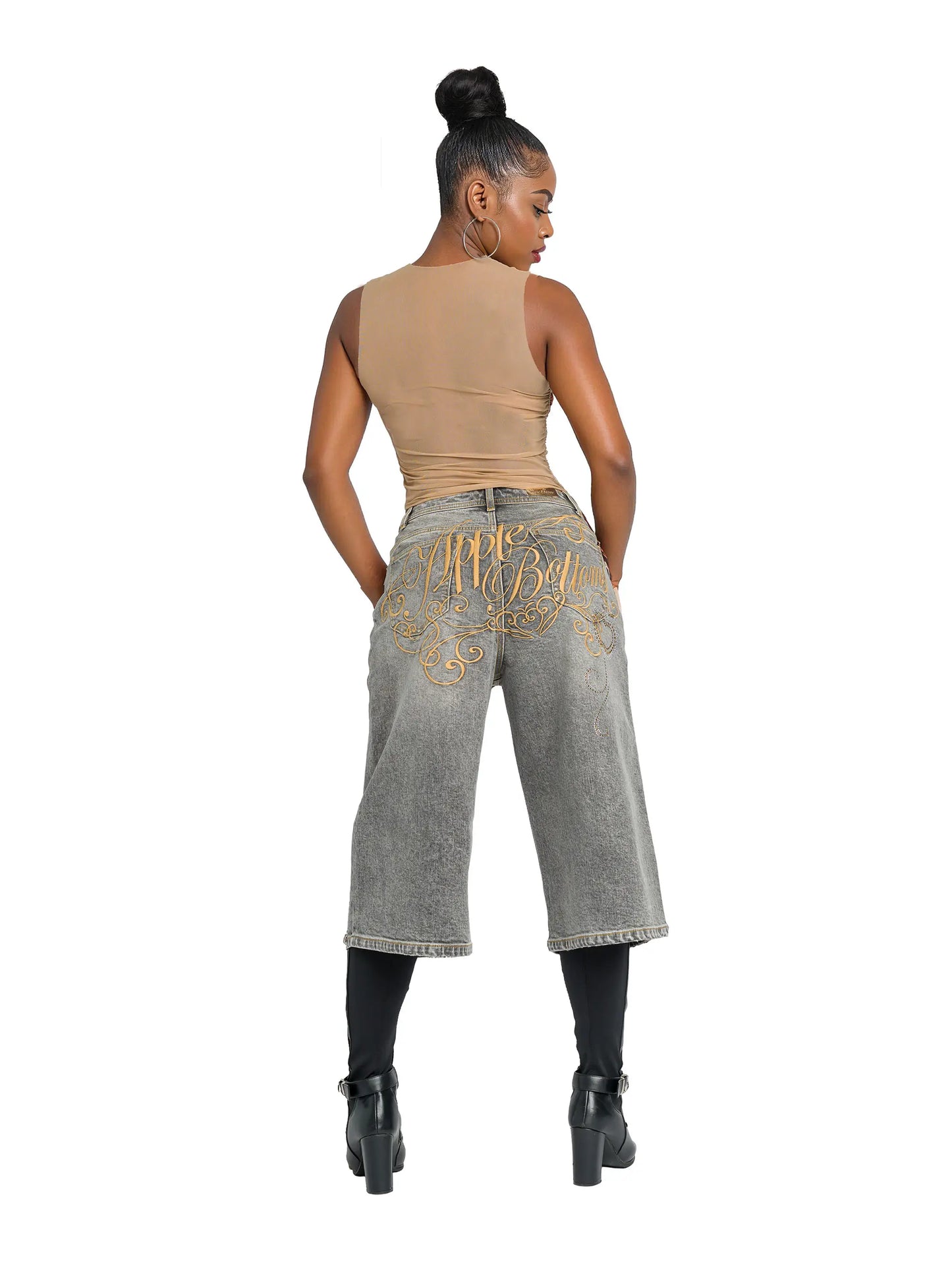 Asymmetric Wide Leg Jort - Slate Wash