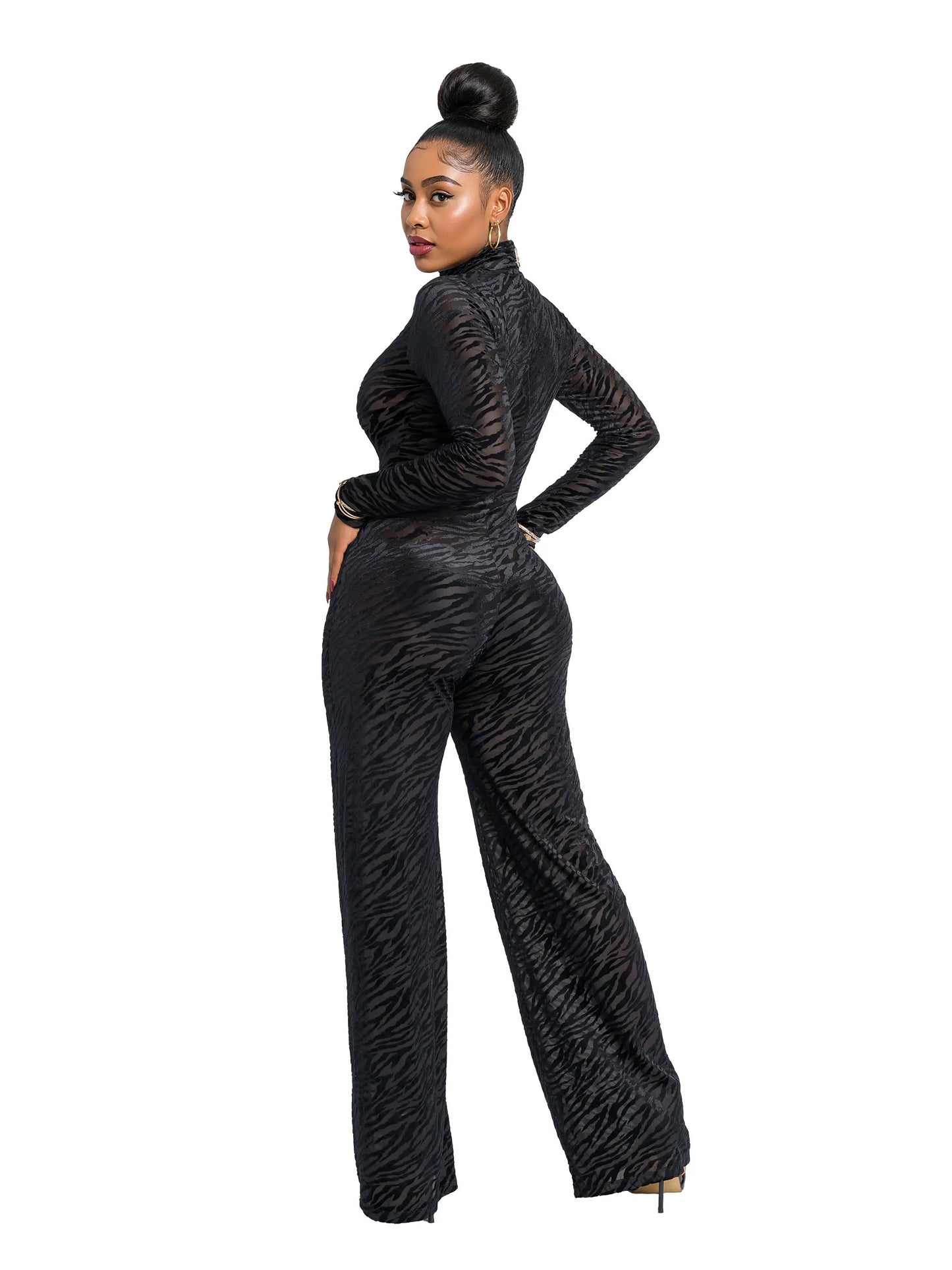 Burnout Bodycon Jumpsuit - Black