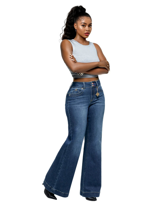 APPLE BOTTOM JEANS - AFJ-4145 - FORBIDDEN FIT WIDE LEG SAVAGE WASH - 5